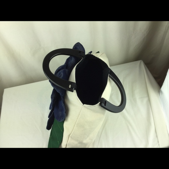 HandMade OOAK 3D big denim flower canvas bag - Picture 4 of 7